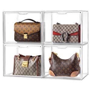 7092 4 Pack Purse Storage Organizer for Closet, Large Clear Stackable